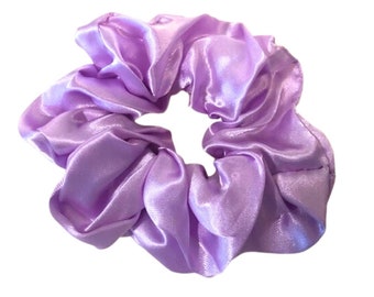 Lavender Purple Satin Scrunchie, Silky Satin Scrunchie, Birthday Party Favors, Light Purple Scrunchie Pony Tail Hair Ties, Stocking Stuffer