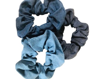 Denim Scrunchie Blue Jean Scrunchie For Her, Cute Scrunchies, Denim Fashion Pony Tail Hair Ties Gift For Her Birthday Party Favors
