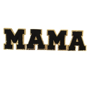 May include: Black felt letters spelling out "MAMA" with gold glitter trim.