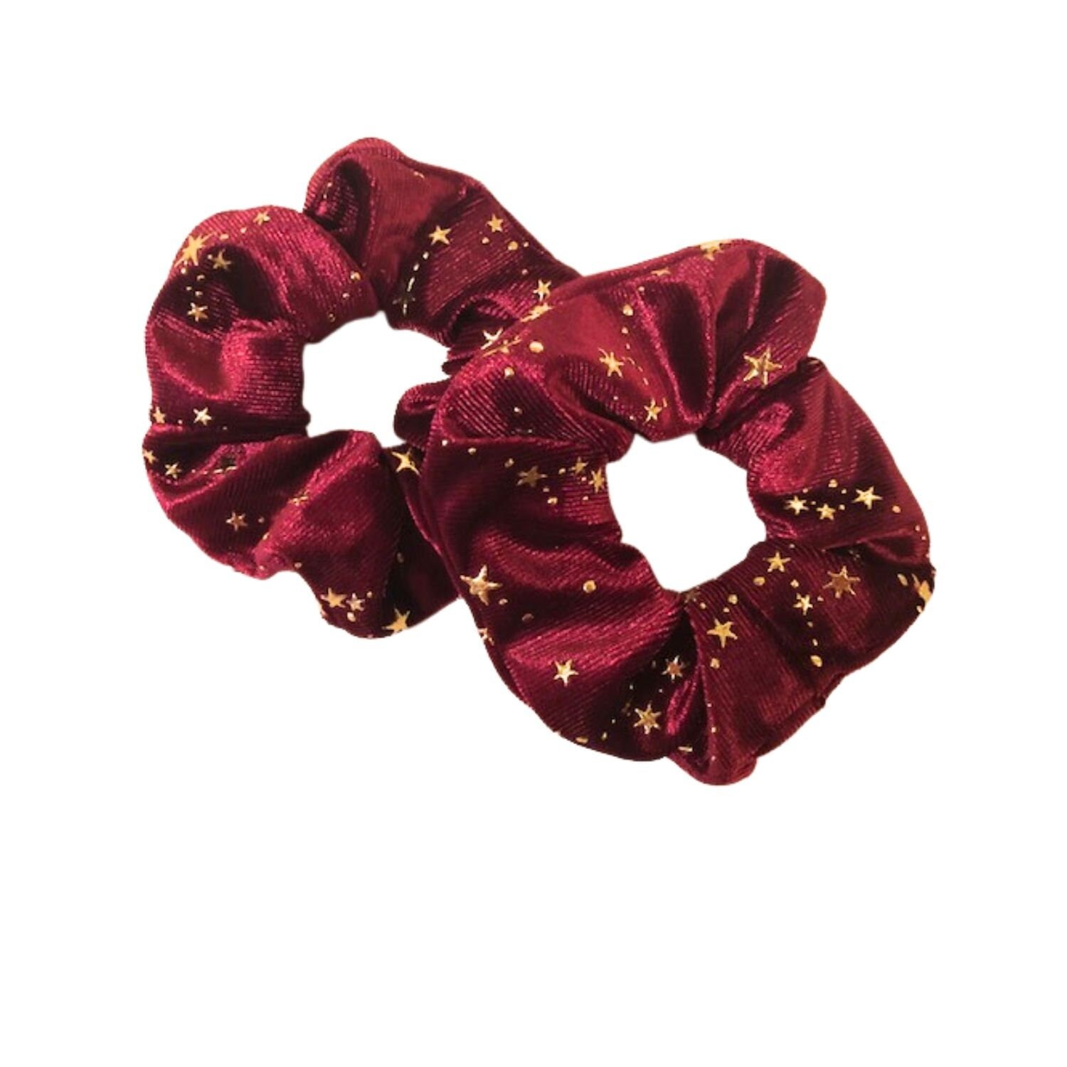 CYGNE Scrunchie in Tinto (burgundy, 100% lambskin) Merlot & Cranberry Stripes Hair Scrunchies, Spandex Srunchy  main image 3