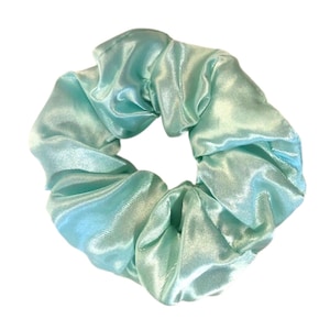 Satin Scrunchie, Mint Green Scrunchie for Flower Girl Favors, Bridesmaid Favors, Pony Tail Hair Ties Gift For Her Birthday Party Favors