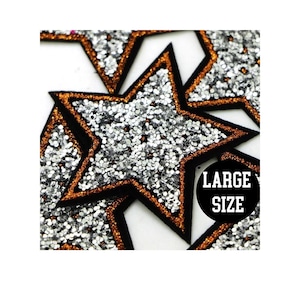Large Sequin Star Patch, SILVER Gold Star Patch, Trucker Hat Star Patches, Iron on Patch Clothing Patches Star Patriotic Patches