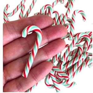 Polymer Clay Candy Canes Cabochon, Christmas Candy Embellishment, Miniature Resin Christmas Candy Canes Resin, Fake Candy Cane,  DIY Crafts
