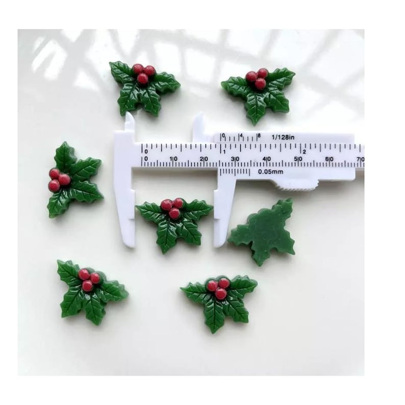 100 Pcs Mini Resin Snowflake & Holly Leaves - Tiny Christmas Decor For DIY Crafts, Tree Ornaments, Gift Embellishment - View #2