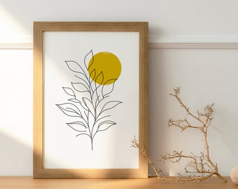 Elevon Minimalist Golden Leaf - Exquisito arte de pared en varios tamaños para una decoración elegante