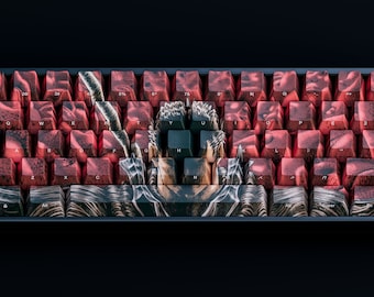 Berserk Guts Keycaps – Red and Black Cherry Profile, 104 Keys