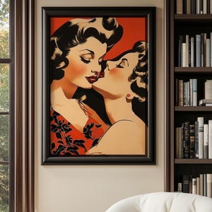 Sapphic Kiss Art Print: Vintage Lesbian Pulp Poster