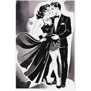 Butch Femme Art, Lesbian Couple Illustration, LGBTQ+ Wall Art, Sapphic Art Print, Vintage Style Art, Queer Couple Decor,Fine Giclée Print