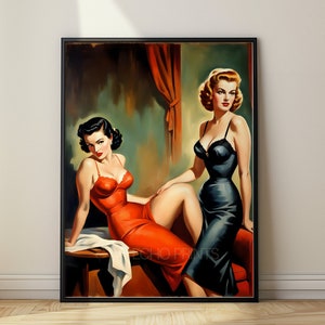Lesbian Pulp  Inspired Lesbian Art Print - Sapphic Decor Giclee Wall Art, Vintage Style Lesbian Poster, Retro WLW Art