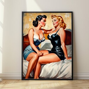 Lesbian Art Print: 1960s Pin-up Girls, Sapphic Pulp Art Decor