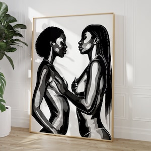 Bold and Beautiful: African American Lesbian Art - Black Sapphic Wall Art and Queer Abstract Art Print - Surprise Her with a Unique Gift!