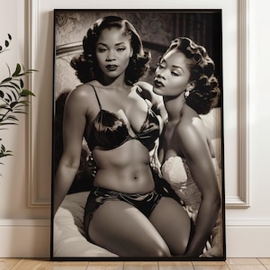 1950s Lesbian Boudoir Art Print: African American Glamour Giclée