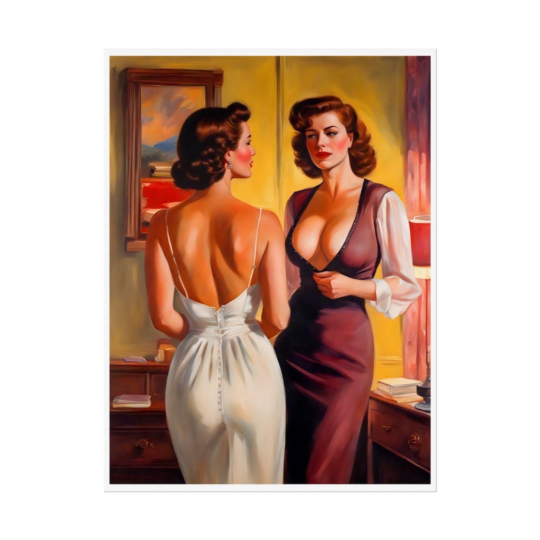 1950s Pulp Fiction Lesbian Art Vintage inspired Sapphic Print Queer 1950s-pulp-fiction-lesbian-art-vintage-inspired-sapphic-print-queer