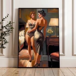 Vintage Pulp Fiction Inspired Lesbian Art Print  Lesbian Pulp Art Inspiration,  Retro Sapphic Art, WLW Wall Decor, LGBTQ Wall Art