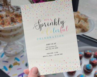 Printed Baby Sprinkle Gender Reveal Invitation Baby Shower Neutral Confetti Sprinkles Physical Invitation Cards