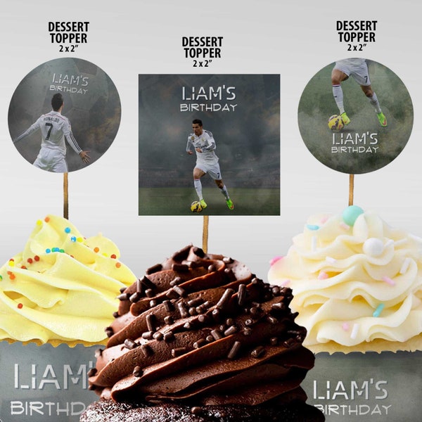 Cristiano Ronaldo CR7 Real Madrid Happy Birthday Cupcake Toppers - Only includes the Toppers, NOT Wrappers Matching products links in descri