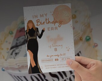 Printed Pop Singer Taylor Birthday Party Girl Invitation Swift Physical Invitation Taylor Party Invitation Swifty's Party In My Birthday Era