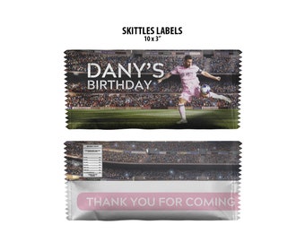 Messi Birthday Miami Soccer Multicolored Candy Bags - Only includes the Candy Label - Matching products see links in description