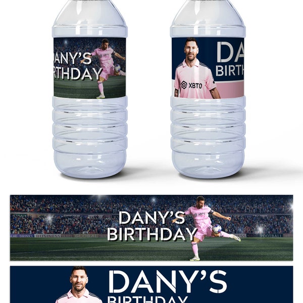 Messi Happy Birthday Water Bottle Labels - Only includes the Water Bottle Labels - For matching products see links in description