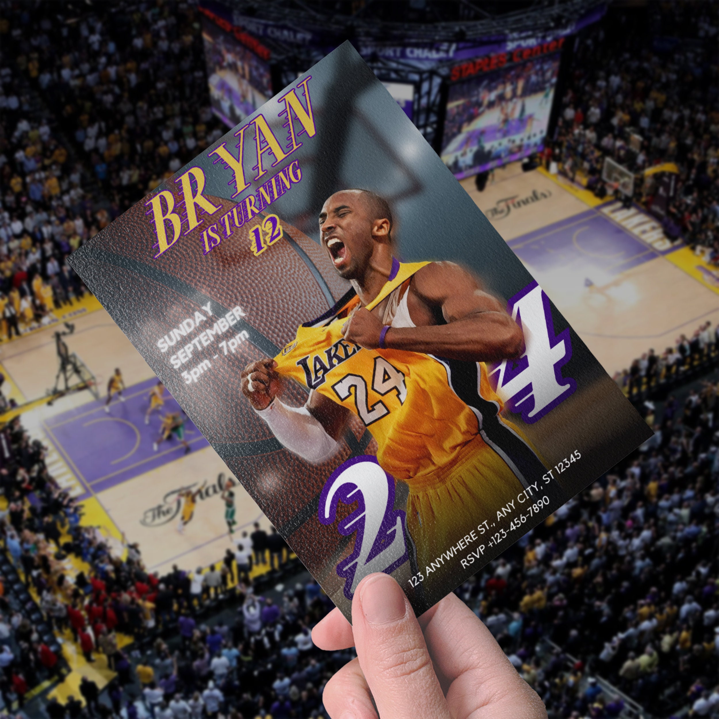 Kobe Bryant Birthday Invitation, Kobe Bryant Invite, Lakers Theme