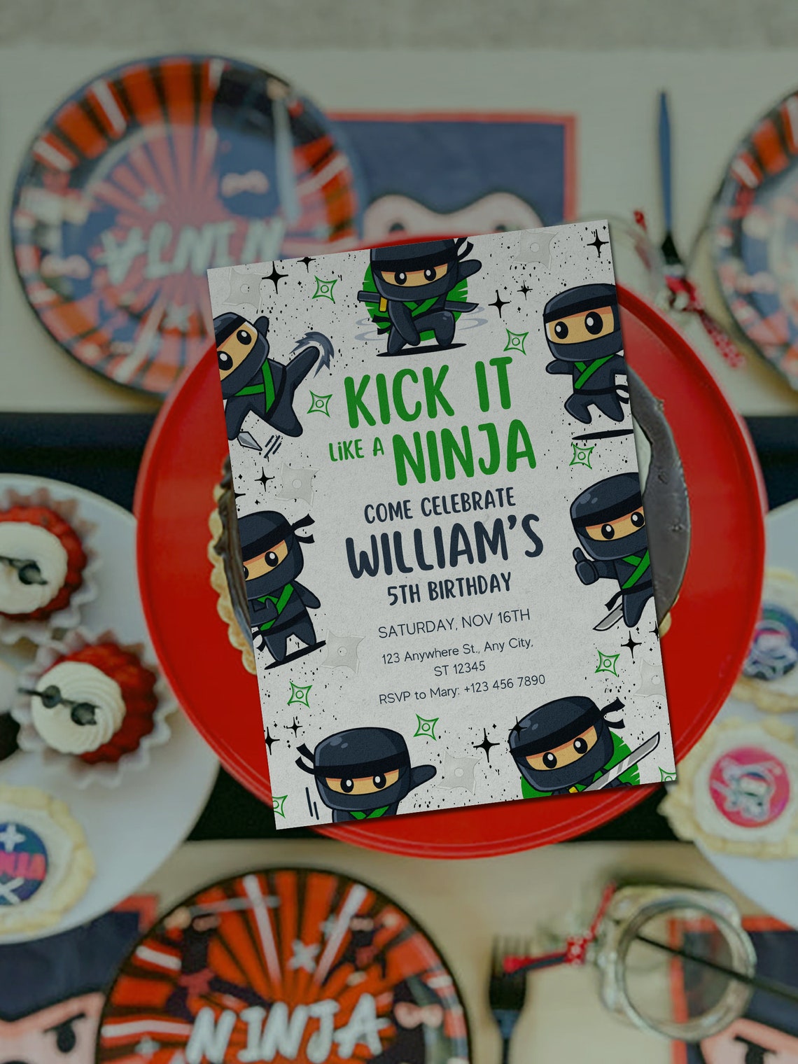 Editable Ninja Birthday Invitation Martial Arts Invite Ninja Party ...