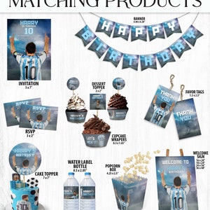 messi Geburtstagseinladung, messi einladen, argentinisches Fußball-Thema, Fußballstar-Geburtstag, Sport-Geburtstagskarte, passende Produkte verfügbar Bild 5