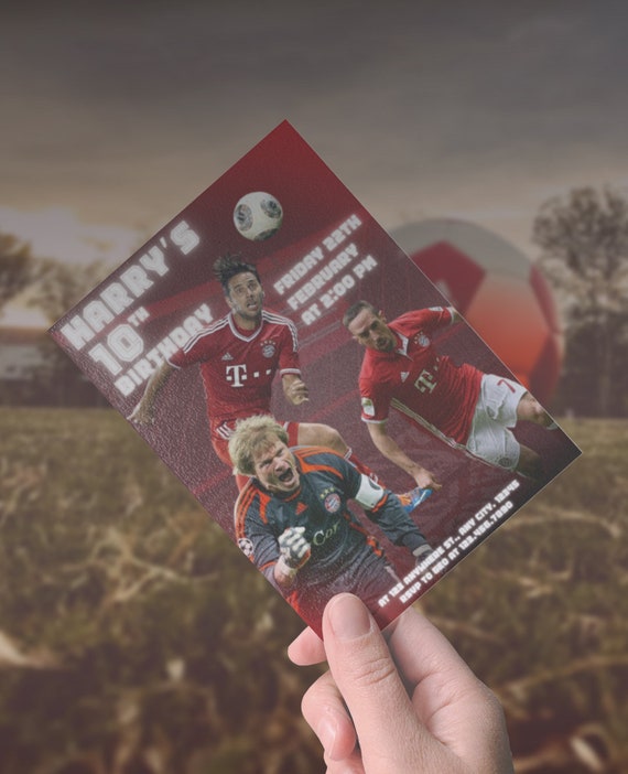 PRINTED Soccer Bayern Munich Players Birthday Invitation, Football Stars, Sports Invitation, Oliver Kahn Franck Ribéry Claudio Pizarro,Gol