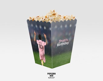 Messi Happy Birthday Popcorn Box - Only includes the Popcorn Favor Box - For matching products see links in description