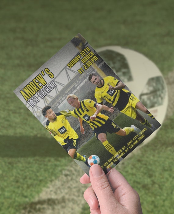 PRINTED Soccer Borussia Dortmund Players Birthday Invitation, Football Stars, Sports Invitation Niclas Füllkrug Donyell Malen Julian Brandt