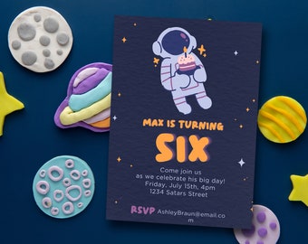 Space Birthday Boy Party Invitation, Spacial Kids Invitation, Planets Party Printable Invitation, Space Party Birthday - Instant Download