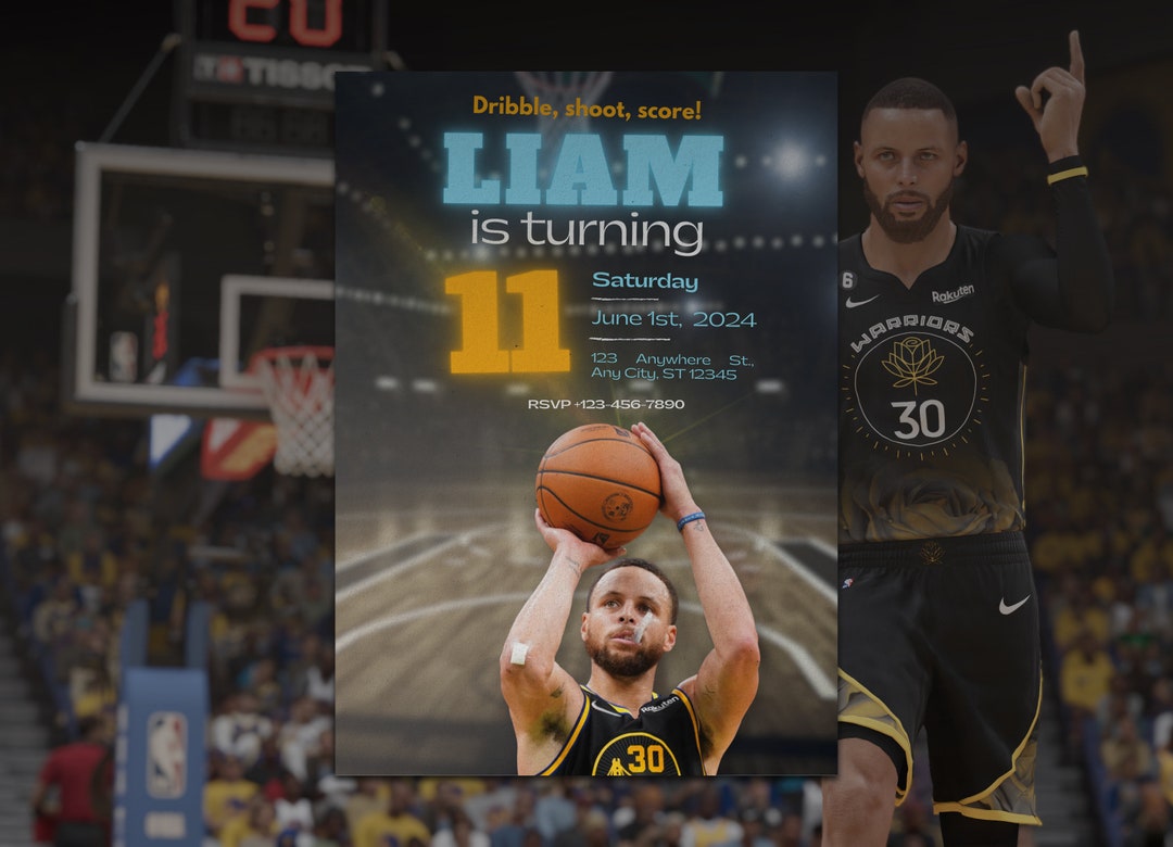 Steph Curry Birthday Invitation, Curry Invite, Golden State Warriors