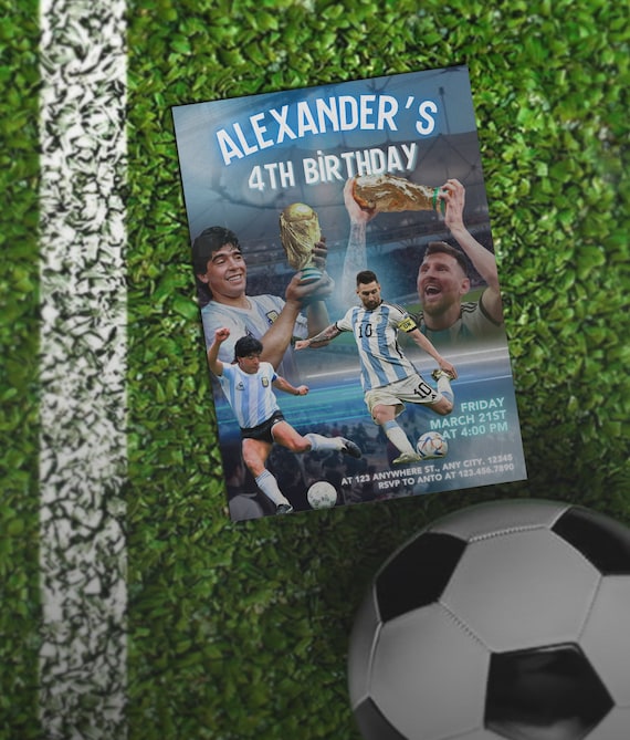 Messi Vs Maradona Birthday Invitation Lionel Messi Invite Argentina Soccer Theme, Football Stars Birthday Diego Maradona Birthday Invitation