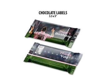 Messi Birthday Miami Soccer Chocolate Bar Label 1.55 oz - Only includes the Chocolate Label - Matching products see links in description