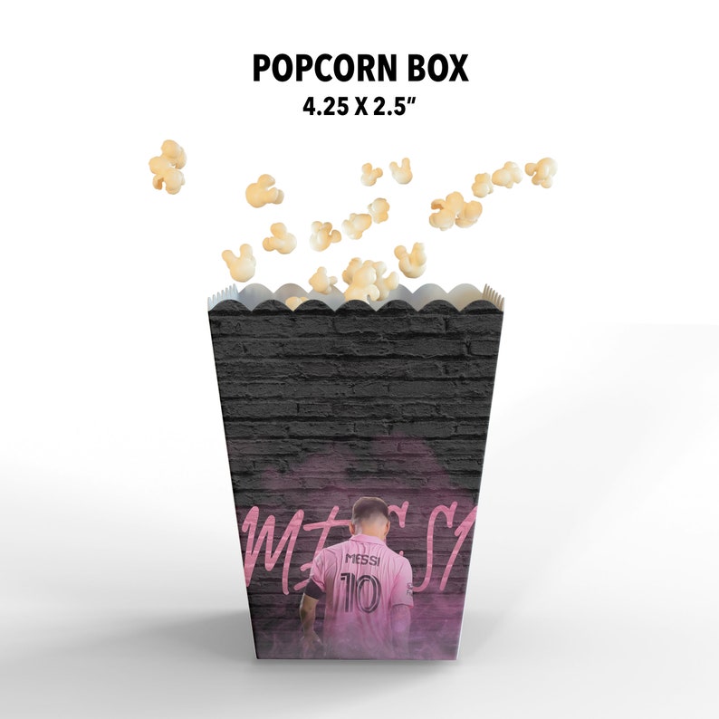 Messi Happy Birthday Popcorn Box Only includes the Popcorn Favor Box For matching products see links in description image 1