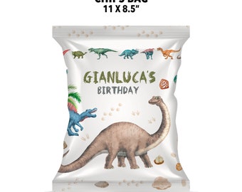 Dinosaur Birthday Dino-Mite Party Happy Bday Chips Bags- Only includes the Chips Bags Template- Matching products see links in description