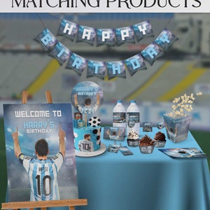 Invitación de cumpleaños de Messi, invitación de Messi, tema de fútbol argentino, cumpleaños de estrellas de fútbol, tarjeta de cumpleaños deportiva, productos a juego disponibles imagen 4