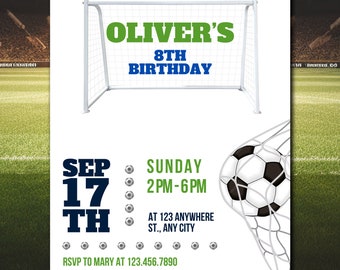 Soccer Birthday Party Editable Invitation, Soccer Invitation, Party Printable Invitation, Soccer Party Digital Invitation - Instant Download
