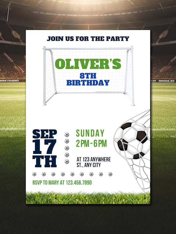 PRINTED Soccer Birthday Party Editable Invitation, Soccer Invitation, Party Printable Invitation, Football Party Invitation, Futbol, Gol