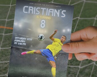 Cristiano Ronaldo Birthday Invitation, Cristiano CR7, Al-Nassr Soccer Theme, Football Stars Birthday, Sports Birthday Card, Editable Party