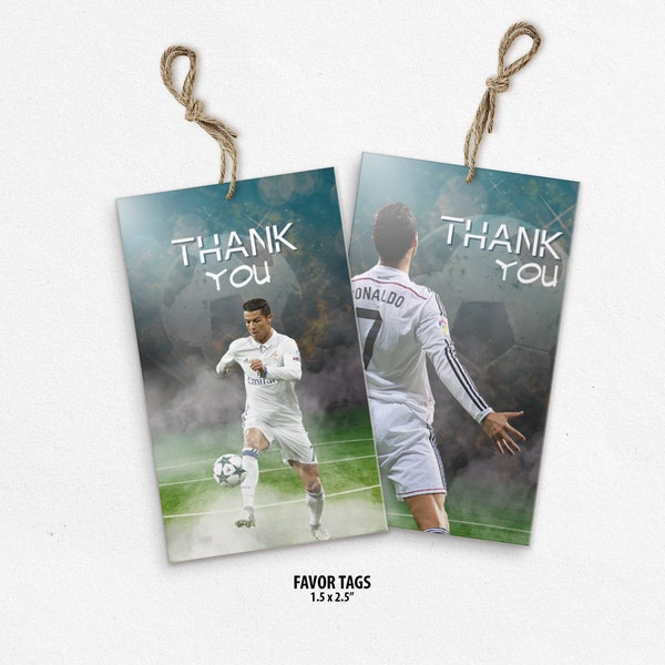 Cristiano Ronaldo CR7 Real Madrid Happy Birthday Favor Tags - Only includes the Favor Tags - For matching products see links in description