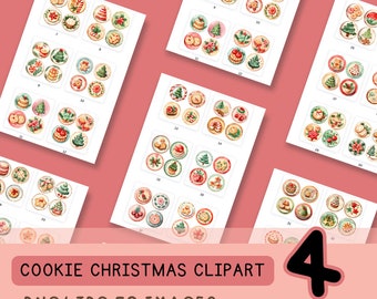 Cookie christmas clipart 4 | 50 images | watercolor clipart | Digital Download JPG,PNG