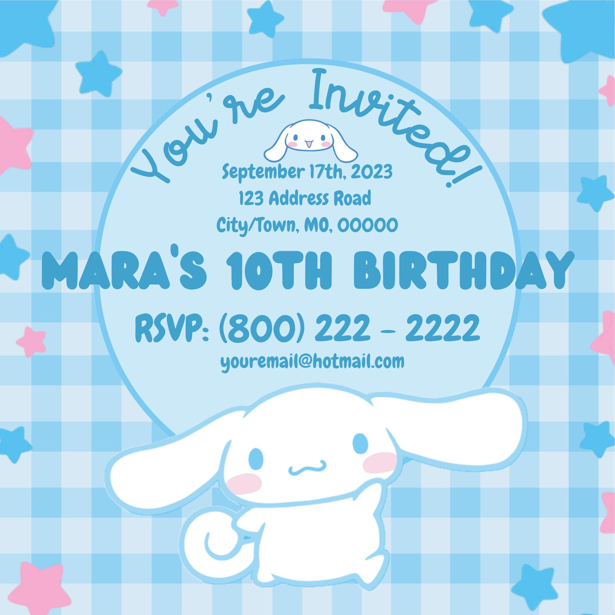 Customizable Party Rsvp/invitation, Cinnamon Roll Sanriio Etsy Customizable Party Rsvp/invitation, Cinnamon Roll Sanriio Etsy