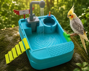 Battery Operated Bird Bath Fountain, Interactive Parrot Play Aqua Park, Running Water, Toys