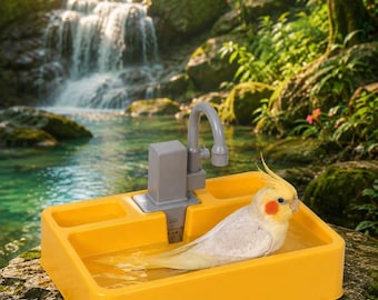 Automatic Bird Bath Fountain, Battery Operated Bird Spa, Budgie Cockatiel Shower Pool