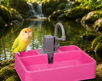自動バードバス噴水、電池式バードスパ、セキセイインコ・オカメインコ用シャワープール