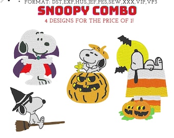 Halloween Snoopy dog theme machine embroidery design. Pes file, Pets, Pack, Combo, charlie brown, cartoon, Pumpkin, cute dog, sweatshirt
