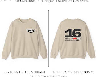 Charles Leclerc 16 Formule 1 Machine Borduurontwerp - Ferrari Formule 1 merchandise, graphic tee, sweatshirt, carlos sainz, racen, auto's