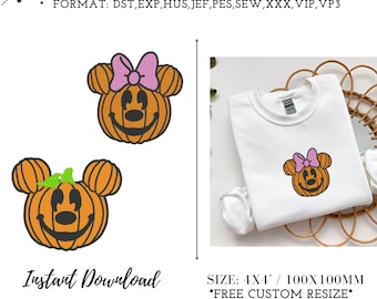 Cartoon Mouse Pumpkin Machine Embroidery Design, Fall Season Ghost Embroidery File, Creepy Spooky Instant Download Pes file. 4x4 5x7