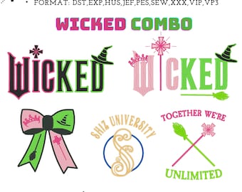 Wicked machine embroidery design files: Elphaba Glinda Defy Gravity, Crewneck, Wizard of Oz Movie Fan Shirt, digital files, side bow