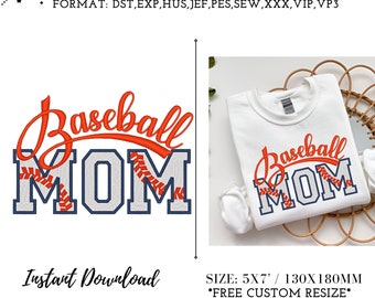 Schattig honkbal Mama Machine borduurwerk ontwerpbestand - Moederdag cadeau voor honkbal moeder, cadeau voor honkbal liefhebber, honkbal seizoen, moeder